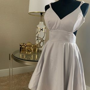 Short Satin Dress Silver
